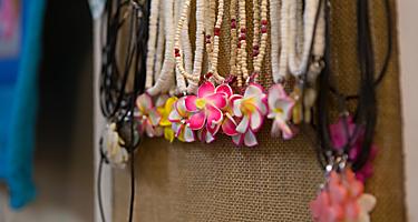 An assortment of coco beach necklaces