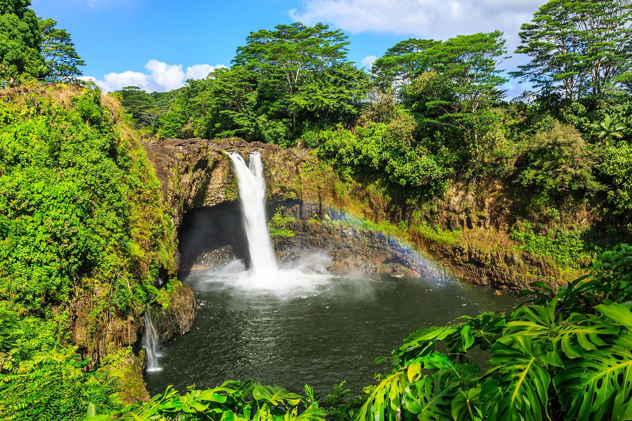 View of the Rainbow Falls in Hilo, Hawaii