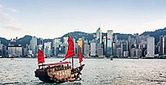Hong Kong, China Victoria Harbor Sailboat
