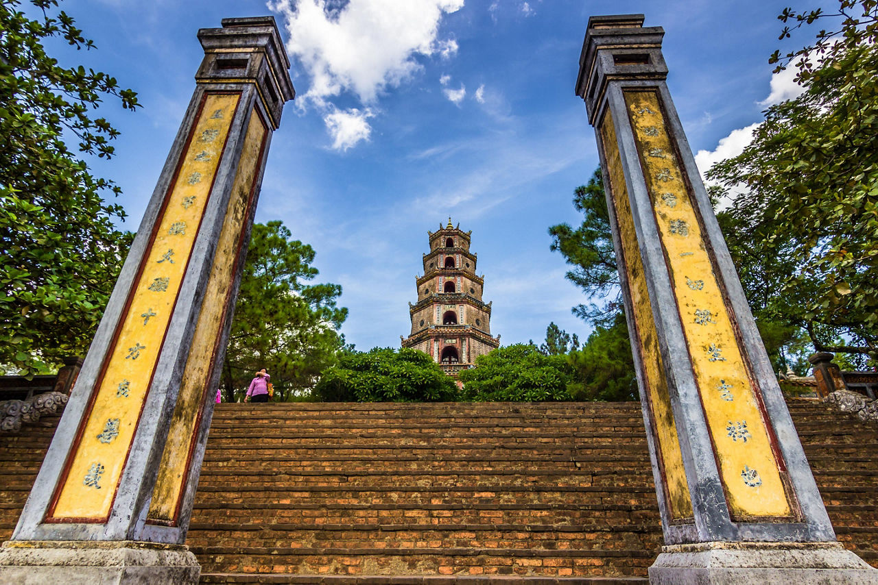 Hue, Danang, Chan May, Vietnam Yellow Columns