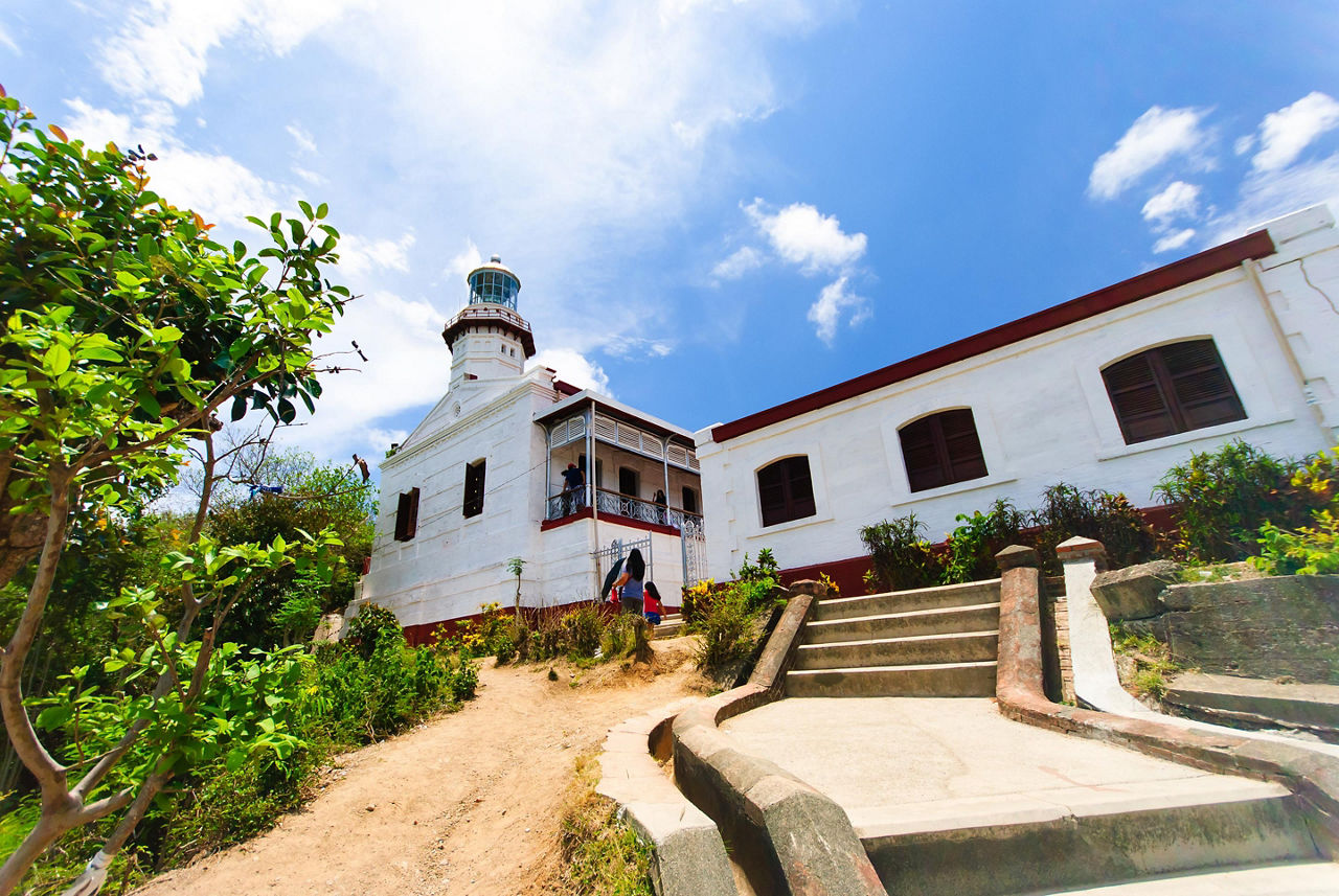 Stairway leading up to Cape Bojeador Lighthouse in Ilocos, Philippines