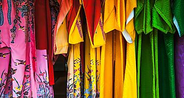 Colorful traditional ryukyu clothing for sale in Ishigaki, Japan