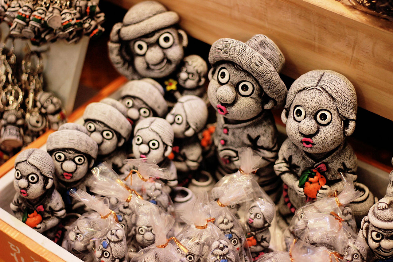 Stone statue dolls souvenir that are symbolic to Jeju Island