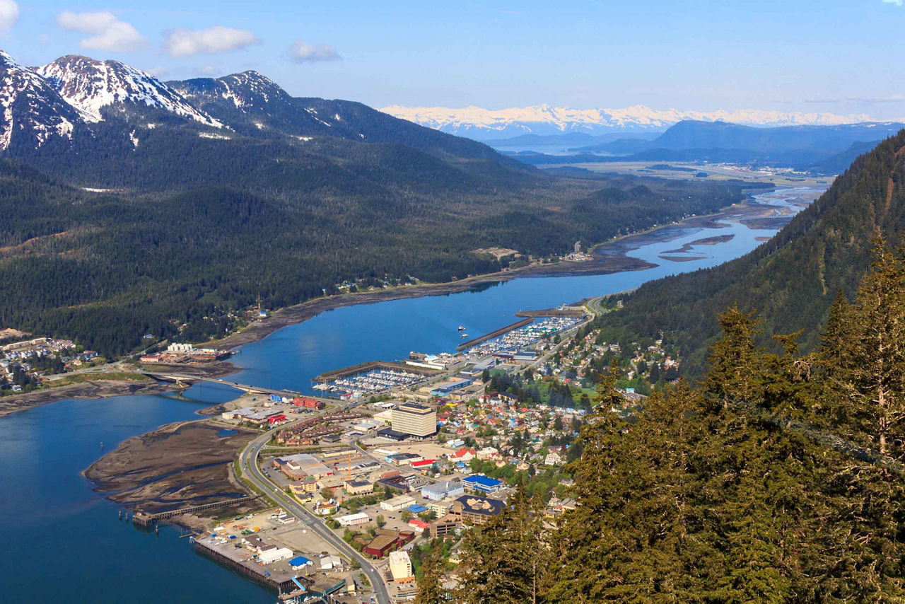 Aerial of City and Mountains, Juneau, Alaska