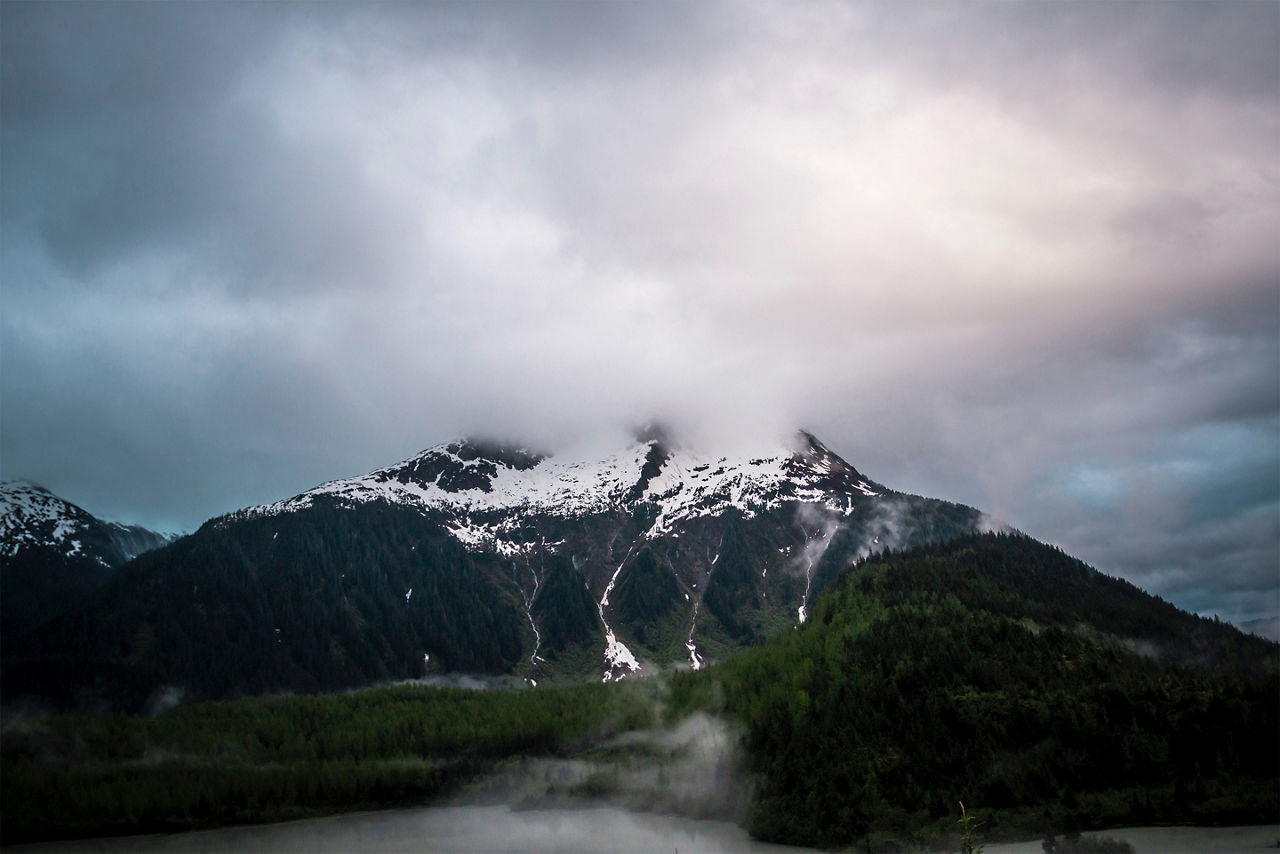 The View of a Mountain on a Cloudy Winter Day , Juneau, Alaska 