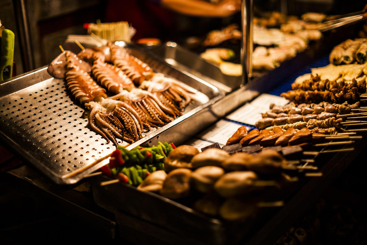 Grilled squid street food in Taiwan