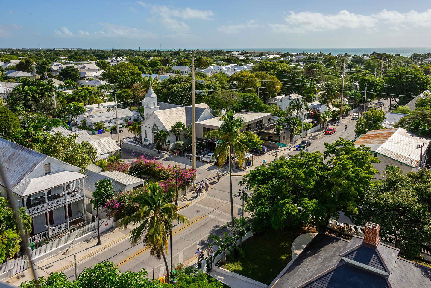 Aerial view of Key West’s Conch Caboose and street. - Key West, Florida