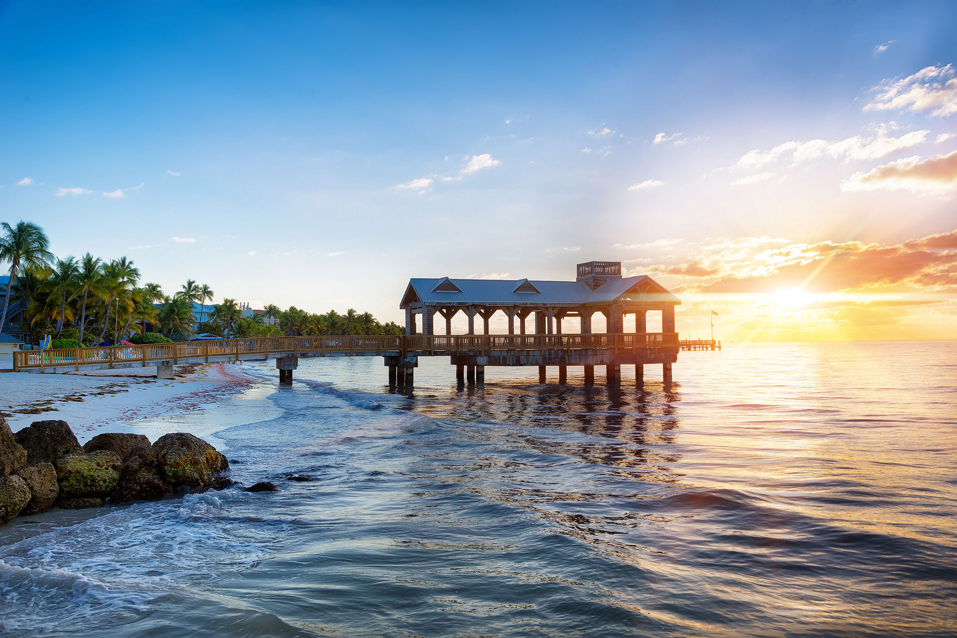 key west florida pier beach sunset