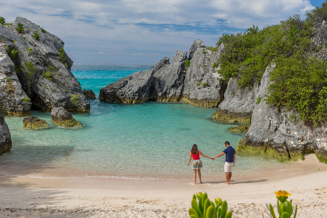 Couple of a Romantic Beach Stroll, Bermuda