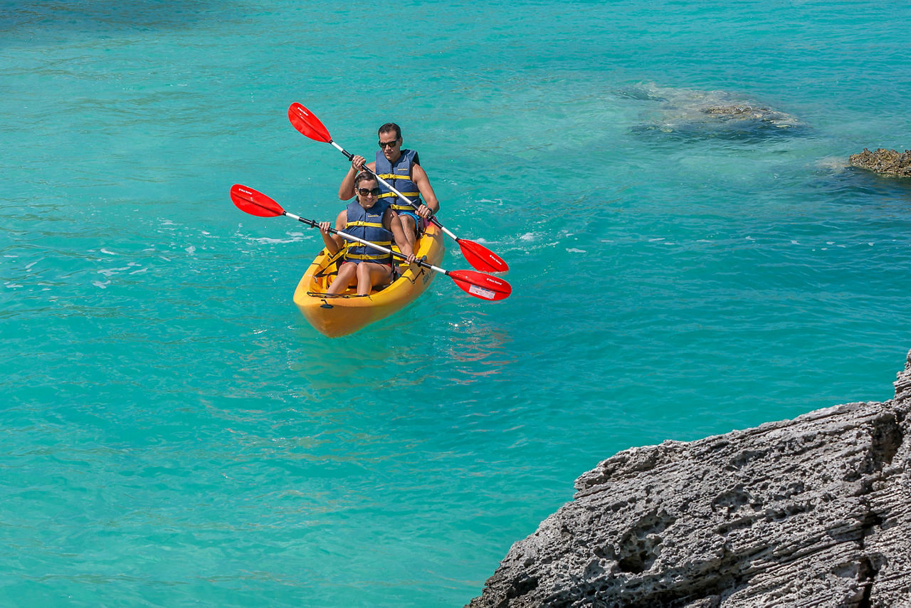 Bermuda Couple Kayaking Blue Waters
