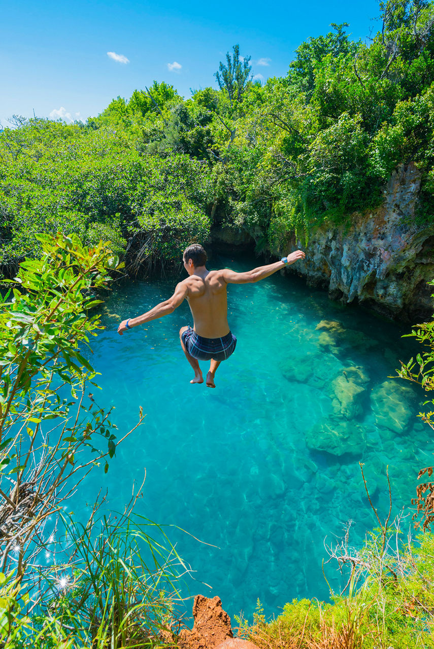 Man Jumping from a Cliff, Bermuda