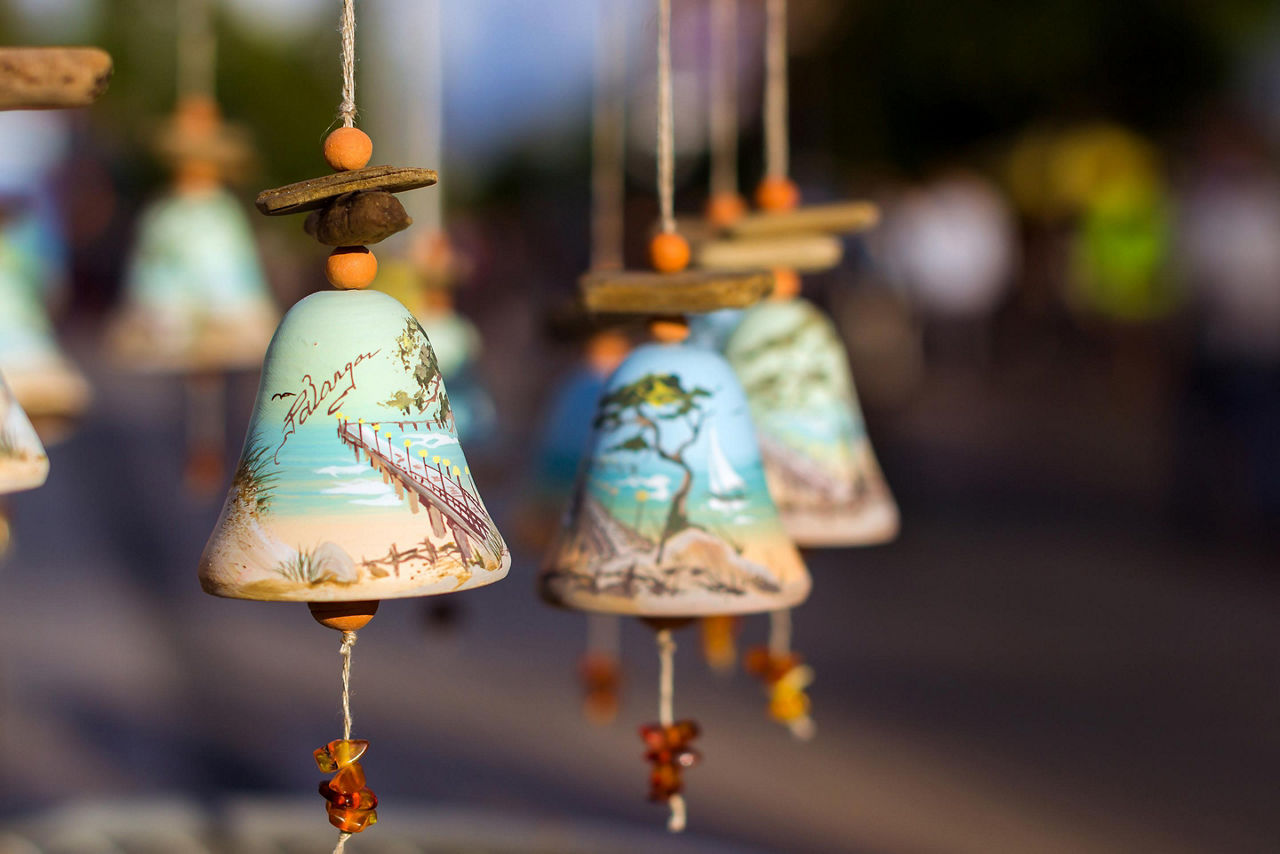 An assortment of traditional souvenir bells