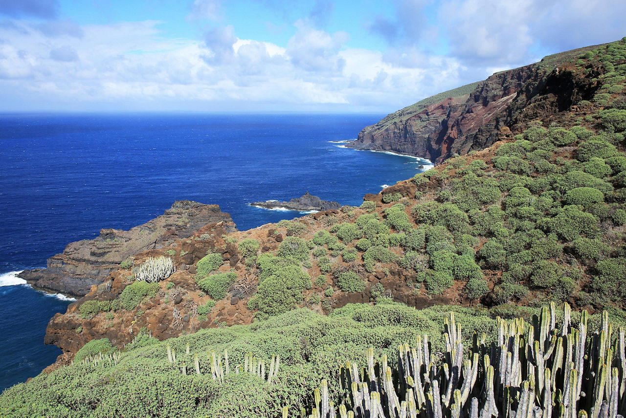 The volcanic coastal terrain in La Palma, Canary Islands