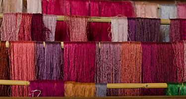 Various colors of raw silk thread
