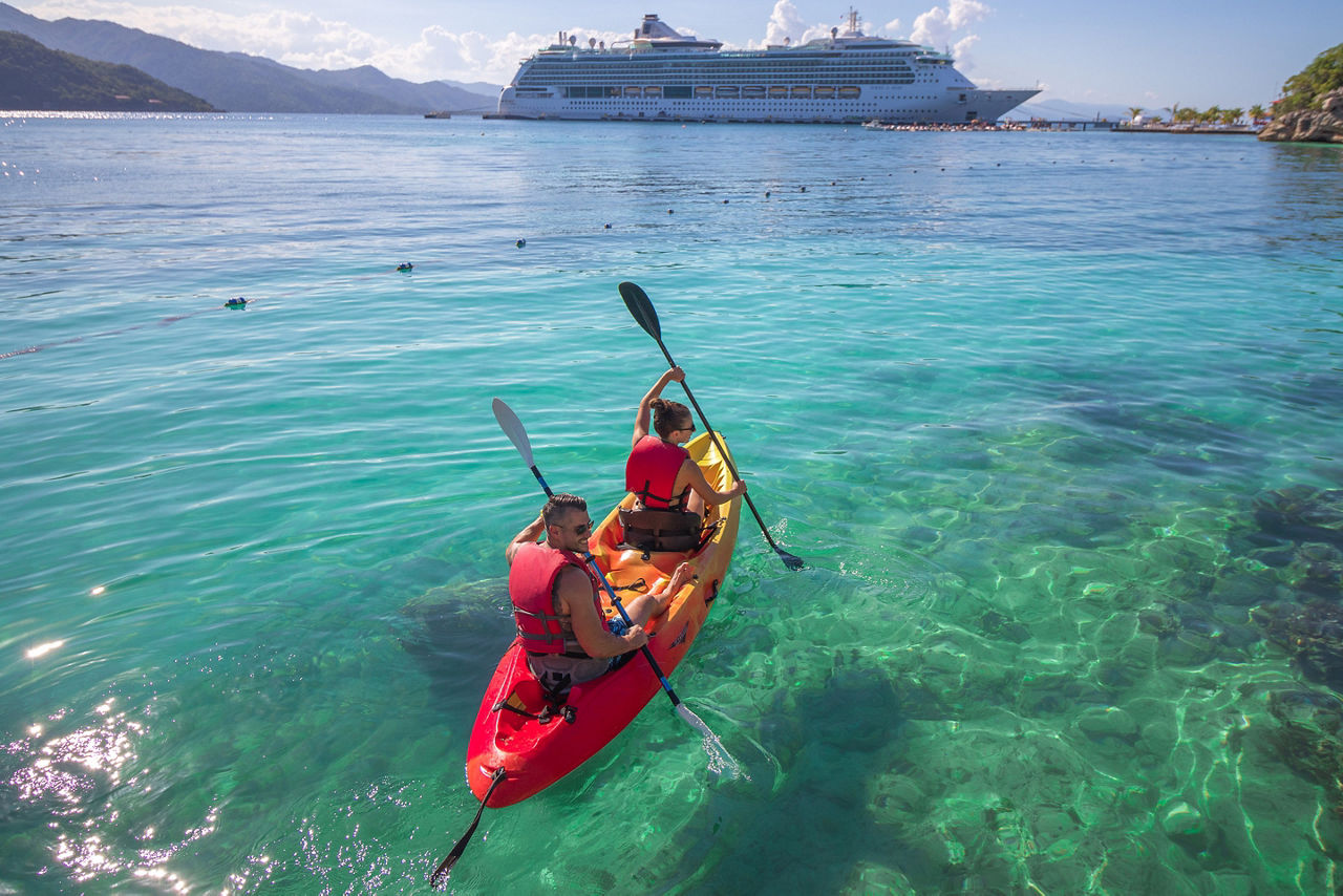 Couple Kayaking in Labadee, Haiti 
