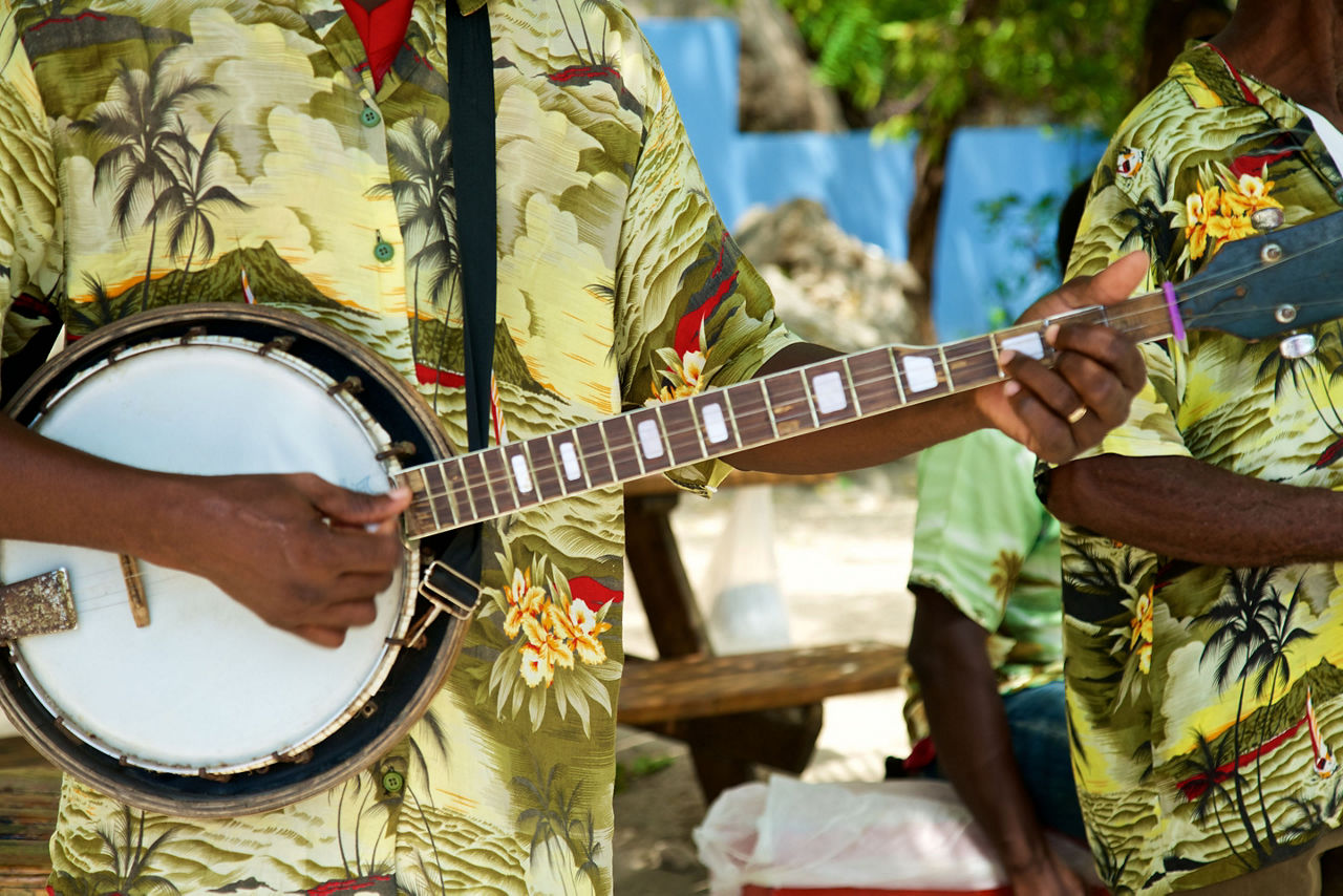 Local Musicians Playing Instruments for Guests, Labadee, Haiti