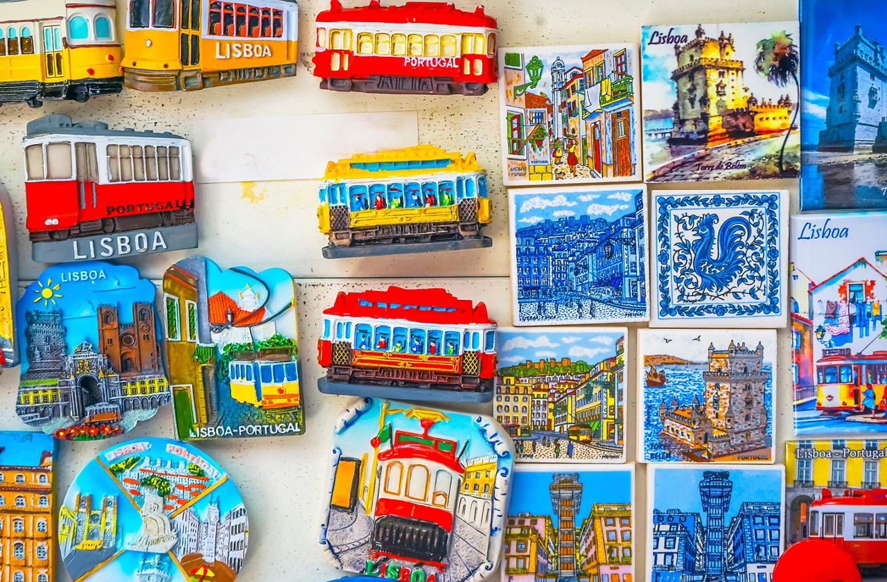 Various Lisbon souvenir magnets