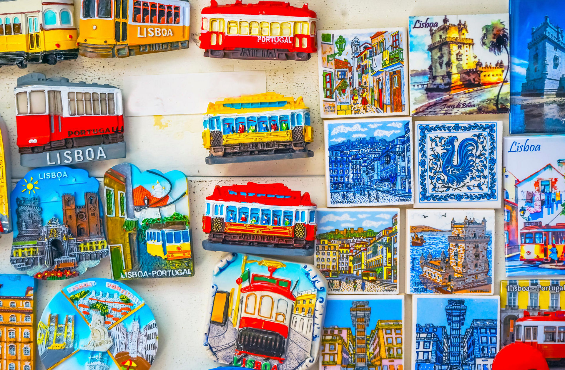 lisbon portugal various souvenir magnets
