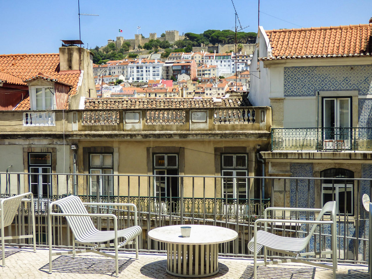 Lisbon, Portugal, Tables On A Terrace