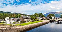 Water gateway in Fort Augustus and Loch Ness in Scotland, United Kingdom