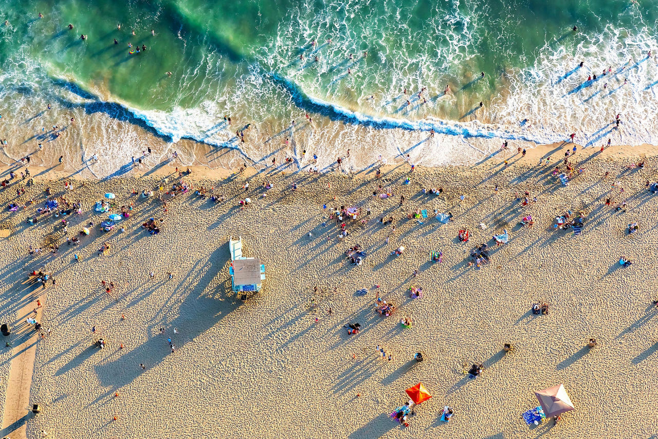 Los Angeles, California, Aerial view of Santa Monica beach