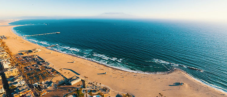 Aerial view of Venice Beach in California