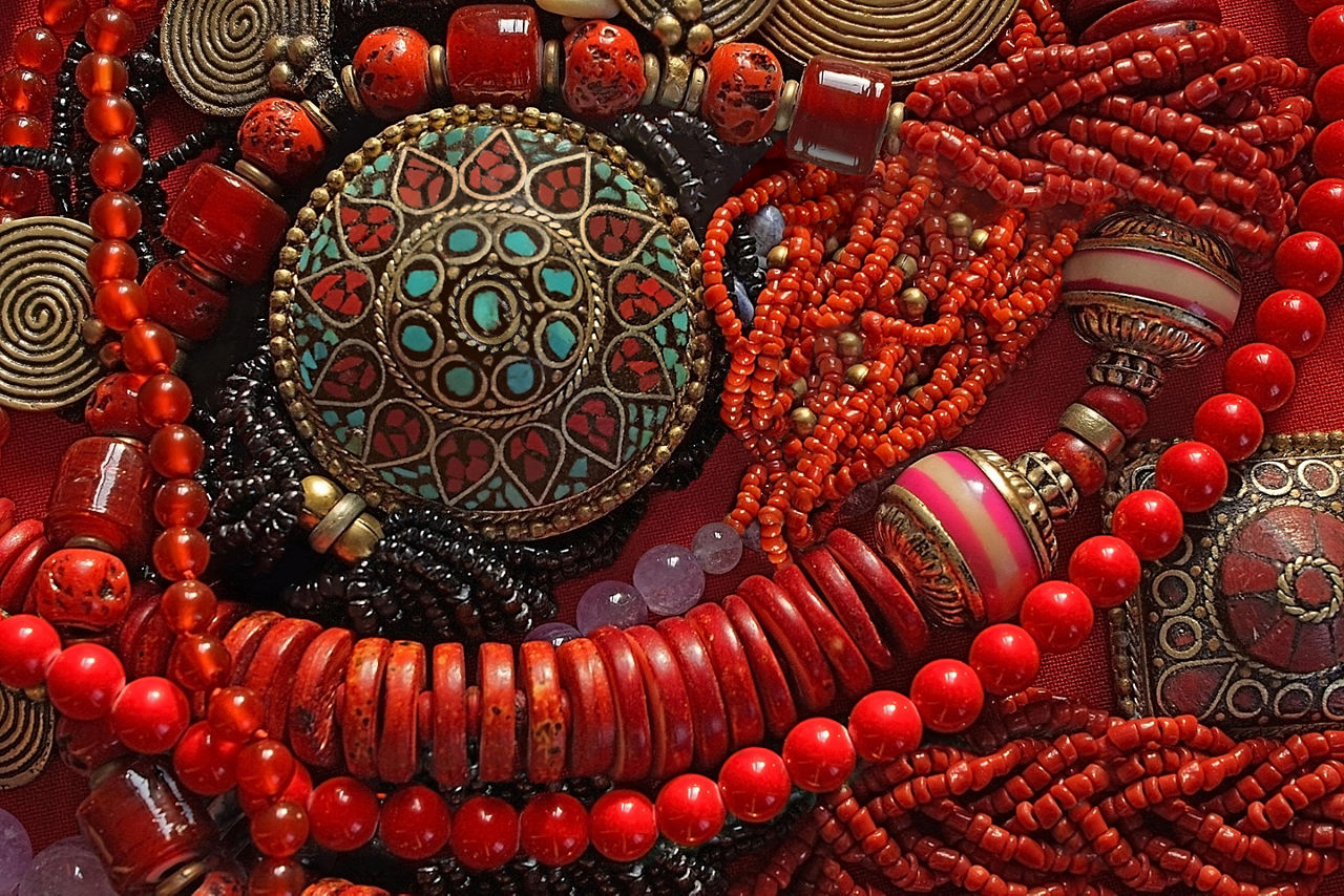 Beaded jewelry and ornaments for sale in Malacca, Malaysia
