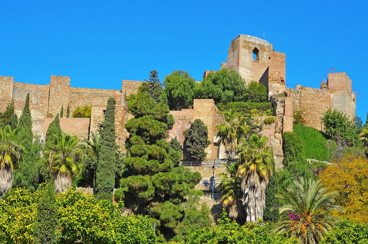 View of the Alcazaba fortress in Malaga, Spain