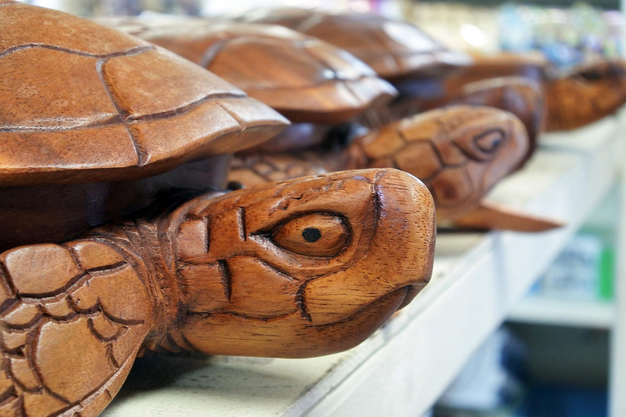 Wooden turtle souvenir sculptures