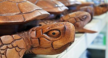 Wooden turtle souvenir sculptures