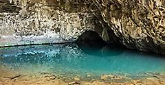 Waikapalae wet cave was used in filming of Pirates of Caribbean and is near Kee Beach, Kauai, Hawaii
