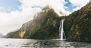 A waterfall in Fiordland, New Zealand