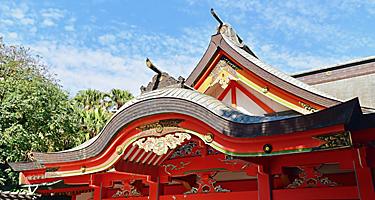 Red Building of Aoshima Shrine on Aoshima Island in Miyazaki, Japan