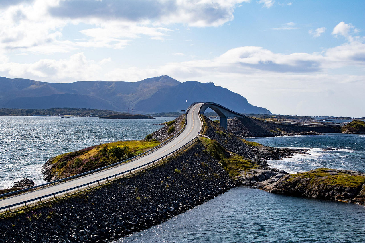 A close up view of the Atlantic Road in Norway