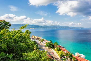 montego bay jamaica waterside street aerial view