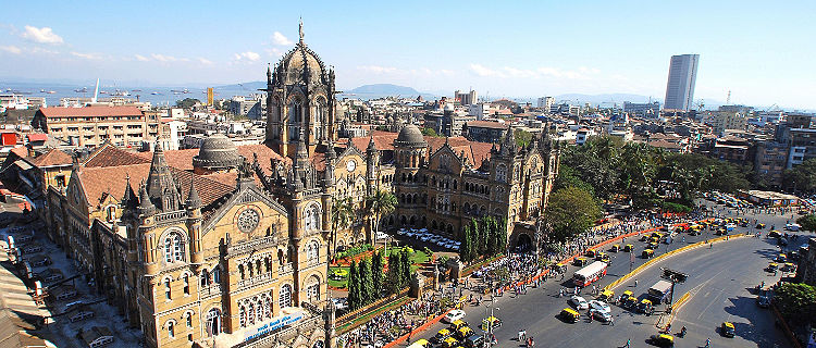 Chhatrapati Shivaji Terminus railway station in Mumbai, India, seen from above