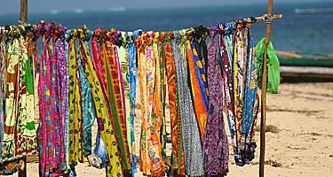 Sarongs for sale on the beach
