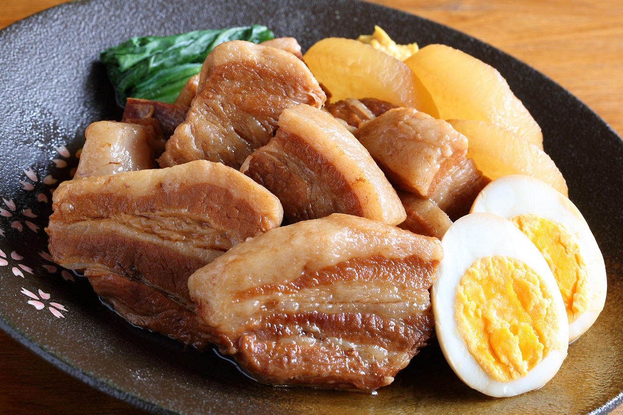 Pork belly with boiled egg called Kakuni in Japan