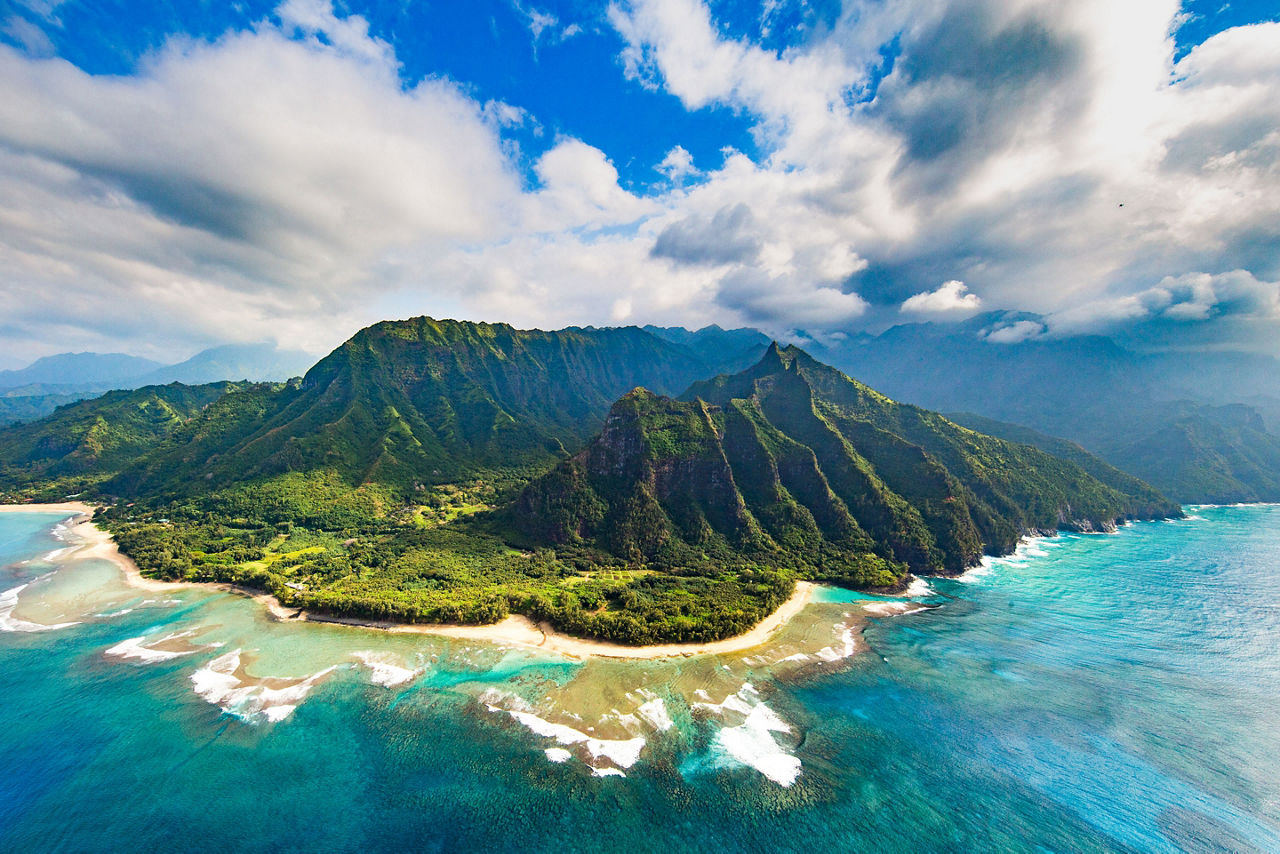 Panoramic view of the  Napali Coast, Hawaii