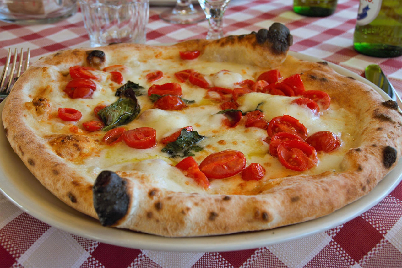 A margherita pizza in Naples, Italy