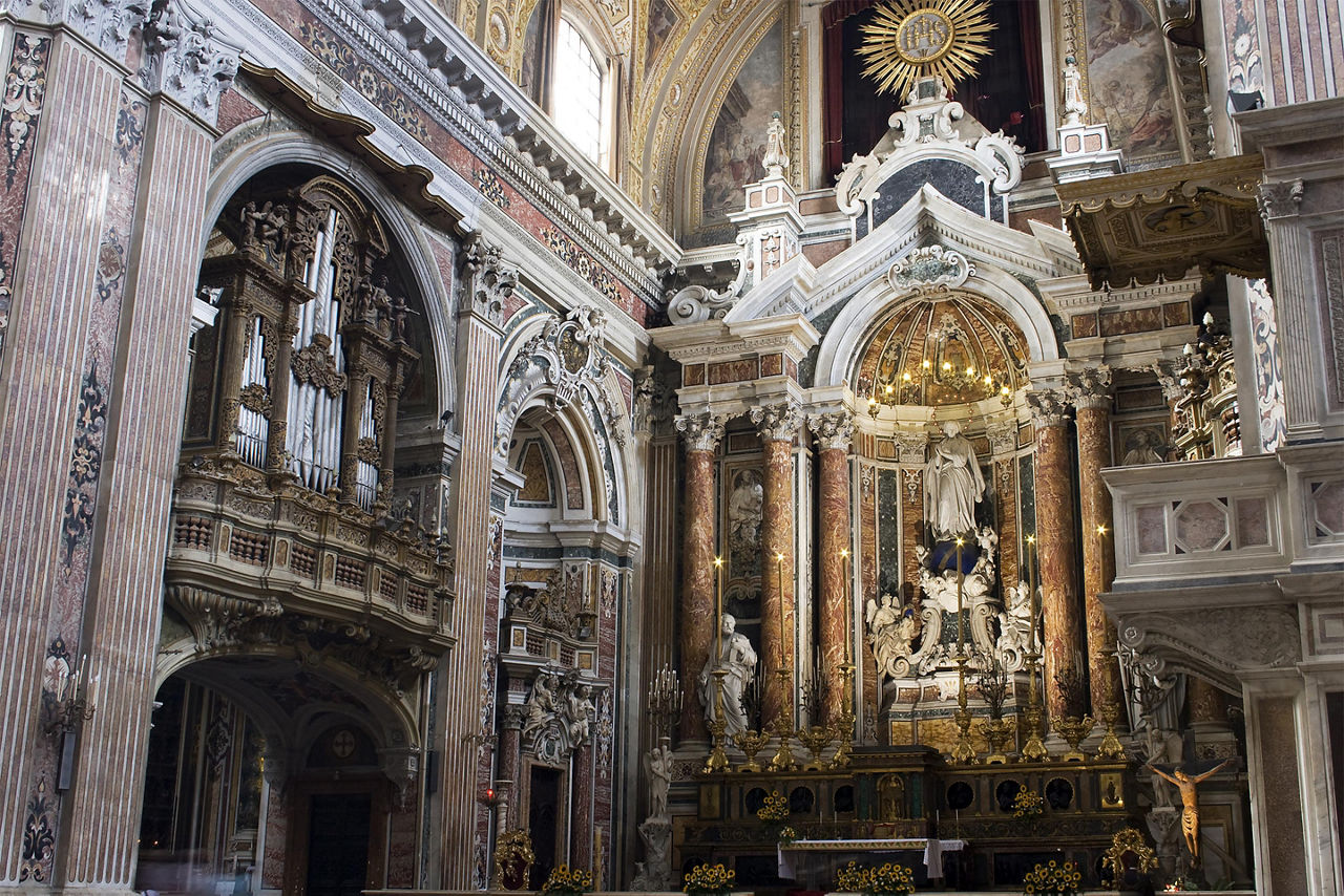 The interior of the Gesu Nuovo in Italy