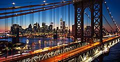 New York City Manhattan Bridge Night Skyline
