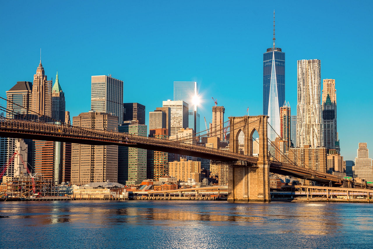 New York City Skyline Bridge Daytime 