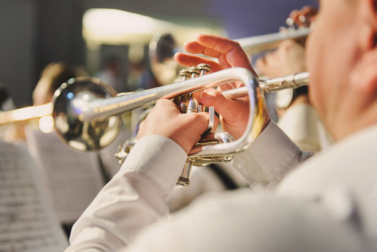 Musician holding a trumpet