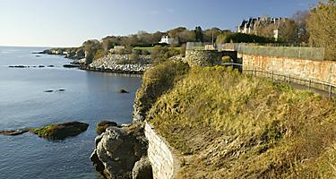 View of the walking paths on the cliffs at Newport, Rhode Island
