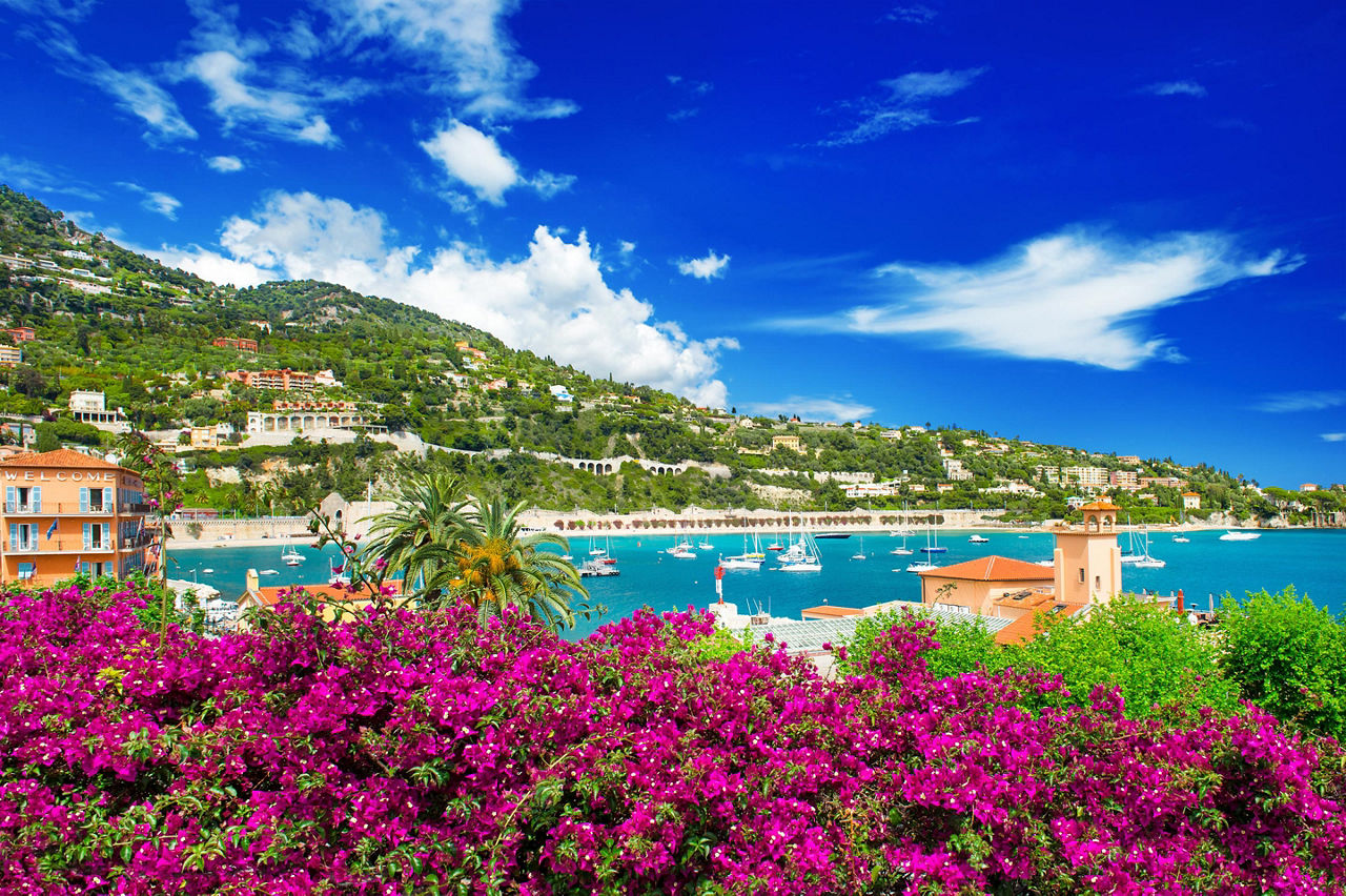 Nice (Villefranche), France, View of coast and hills