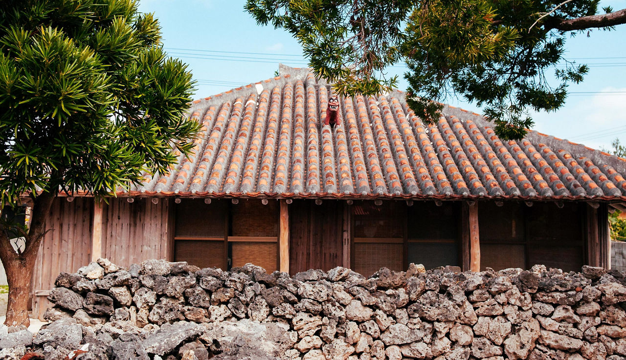 A house of traditional construction in Okinawa, Japan