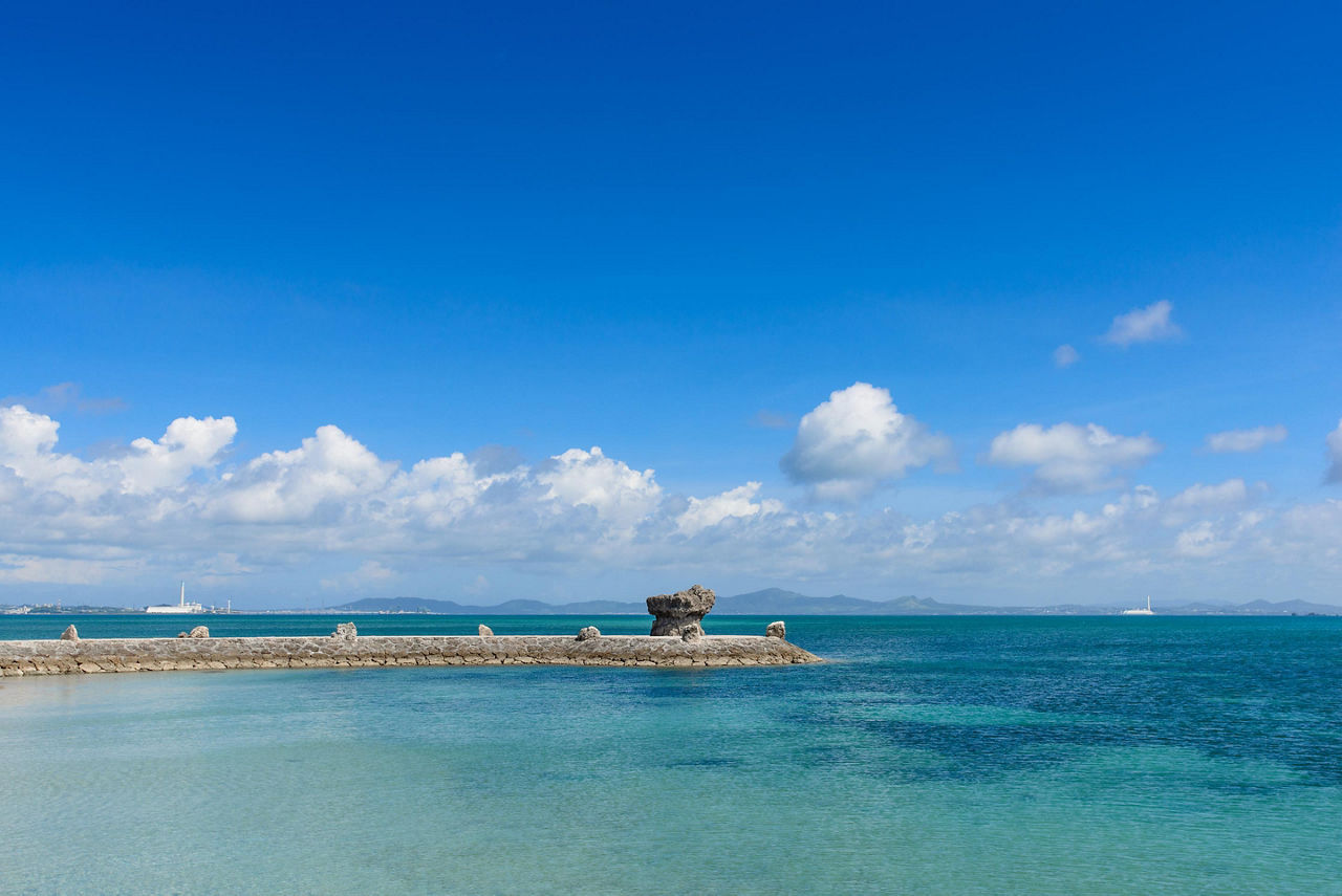 View from the Okinawa sea road in Okinawa, Japan