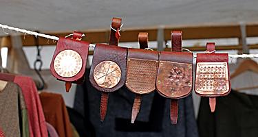An assortment of traditional Norwegian leather bags