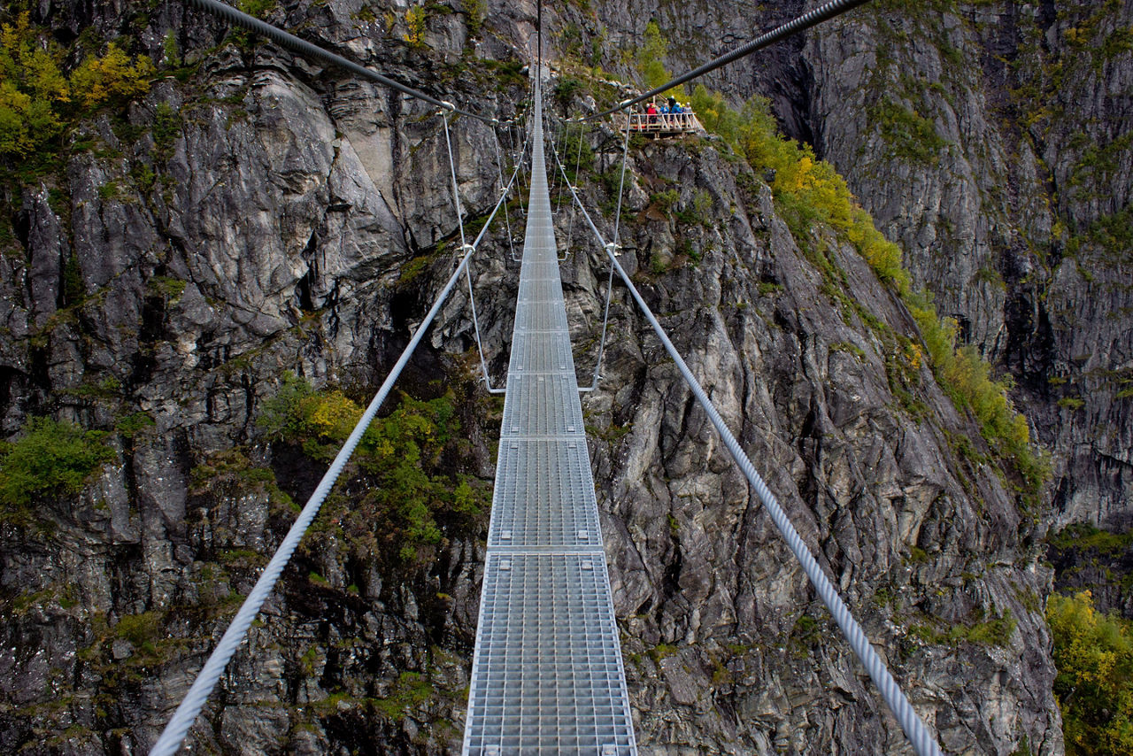 A narrow metal bridge in Norway